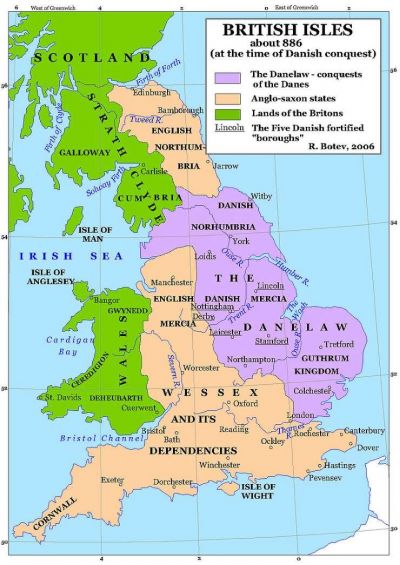 Map of Danelaw 886