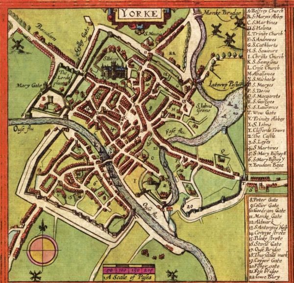 Map of York - Guy Speed - 1611