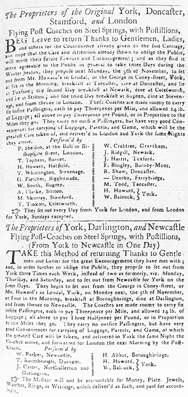 1764 York Stagecoach Service