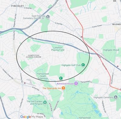 Location map - Hampstead Garden Suburb